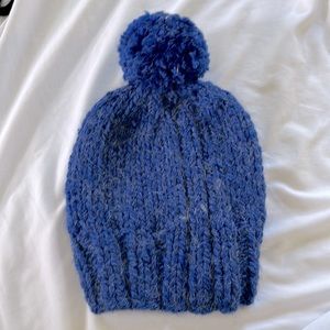 Blue Pom Beanie Hat